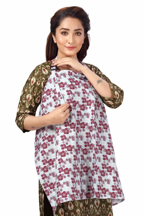 Nursing covers for Mother Breathable feeding cover for Breastfeeding 360° Coverage Protection Cover - Grey Iris Floral - Image 3