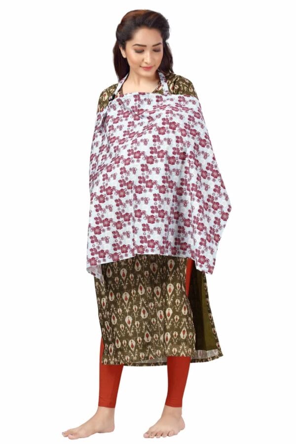 Nursing covers for Mother Breathable feeding cover for Breastfeeding 360° Coverage Protection Cover - Grey Iris Floral - Image 5
