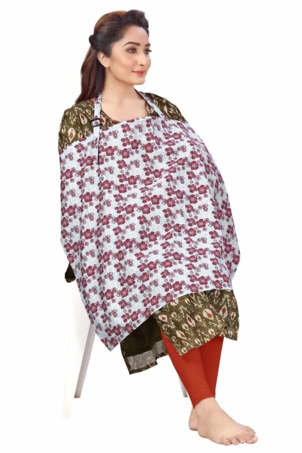 Nursing covers for Mother Breathable feeding cover for Breastfeeding 360° Coverage Protection Cover - Grey Iris Floral - Image 6
