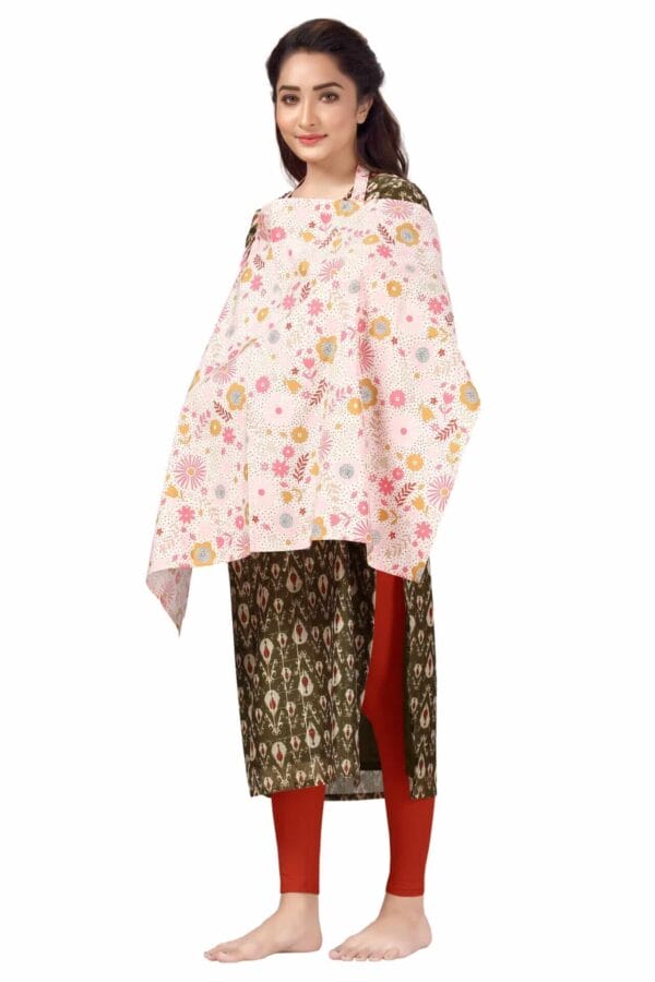 Nursing covers for Mother Breathable feeding cover for Breastfeeding 360° Coverage Protection Cover - Orange Sunflower Floral - Image 2