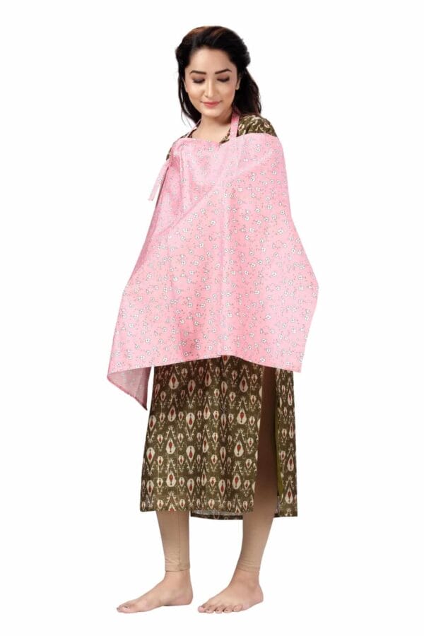 Nursing covers for Mother Breathable feeding cover for Breastfeeding 360° Coverage Protection Cover - Pink Polka Floral - Image 2