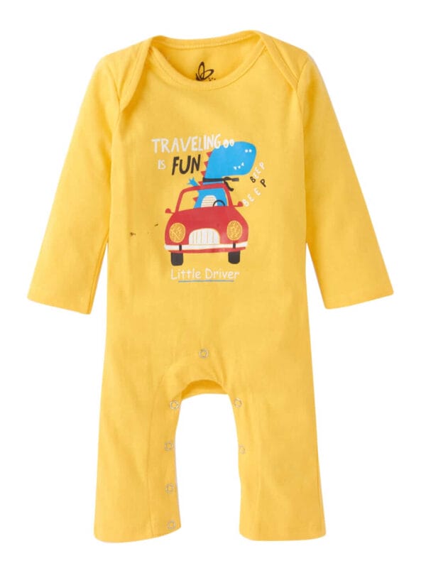 Baby Boy's and Baby Girl’s Bodysuits Cotton Full Sleeve Rompers Onesies for Infant Car Print Set of 2 - Image 2