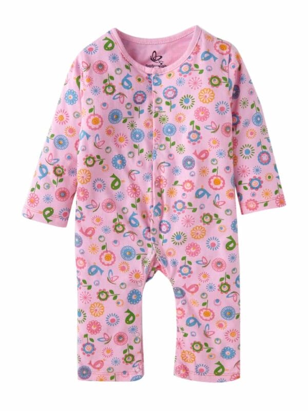Baby Boy's and Baby Girl’s Bodysuits Cotton Full Sleeve Rompers Onesies for Infant Pink Floral Print Set of 2 - Image 5