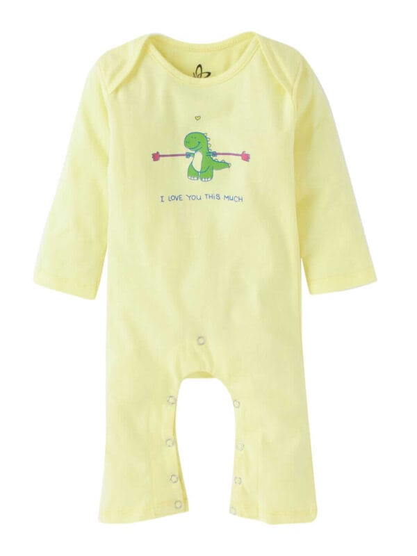Baby Boy's and Baby Girl’s Bodysuits Cotton Full Sleeve Rompers Onesies for Infant Lemon Dinosour Print Set of 2 - Image 2