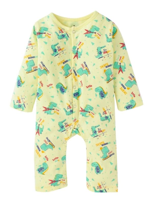Baby Boy's and Baby Girl’s Bodysuits Cotton Full Sleeve Rompers Onesies for Infant Lemon Dinosour Print Set of 2 - Image 5