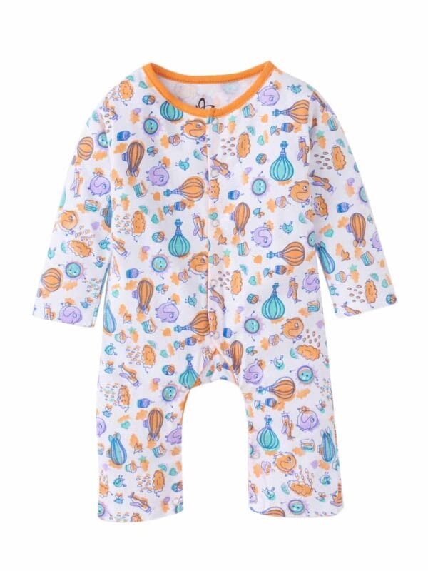 Baby Boy's and Baby Girl’s Bodysuits Cotton Full Sleeve Rompers Onesies for Infant Orange Rainbow Print Set of 2 - Image 5