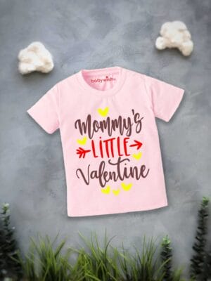 Valentine Day T-shirt for Kids Unisex Valentine Topwear Outfit Printed Half Sleeve Tshirt Dress for Boy n Girl "Mummy's Valentine"