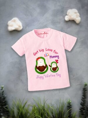 Valentine Day T-shirt for Kids Unisex Valentine Topwear Outfit Printed Half Sleeve Tshirt Dress for Boy n Girl "Got Big Love For Mummy"