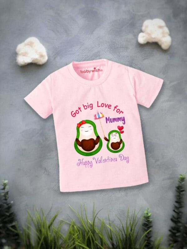 Valentine Day T-shirt for Kids Unisex Valentine Topwear Outfit Printed Half Sleeve Tshirt Dress for Boy n Girl "Got Big Love For Mummy"