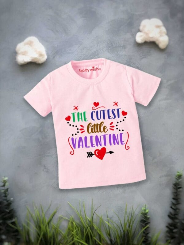 Valentine Day T-shirt for Kids Unisex Valentine Topwear Outfit Printed Half Sleeve Tshirt Dress for Boy n Girl "Cutest Heart on Valentine" - Image 2