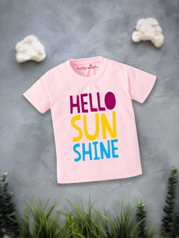 Printable Family T-shirt for Kids Clothes Unisex Newborn Topwear Outfit Cotton Tshirt Half Sleeve Round Neck Dress for Boy n Girl "Hello Sun" - Image 2