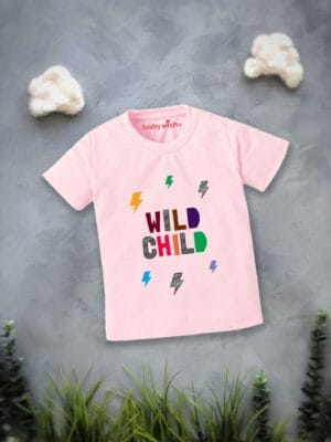 Printable Family T-shirt for Kids Clothes Unisex Newborn Topwear Outfit Cotton Tshirt Half Sleeve Round Neck Dress for Boy n Girl "Wild Child Print"