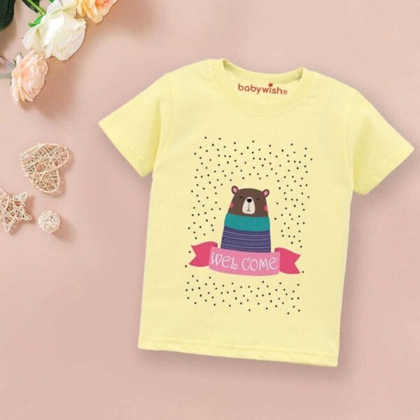 Printable Family T-shirt for Kids Clothes Unisex Newborn Topwear Outfit Cotton Tshirt Half Sleeve Round Neck Dress for Boy n Girl "Welcome Beer Print" - Image 3