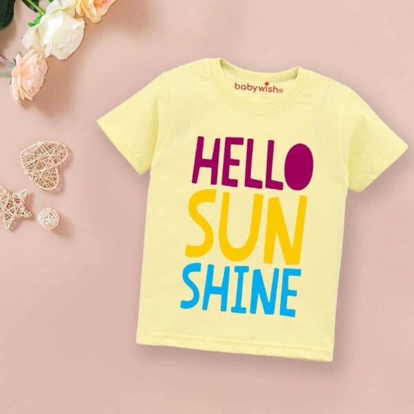 Printable Family T-shirt for Kids Clothes Unisex Newborn Topwear Outfit Cotton Tshirt Half Sleeve Round Neck Dress for Boy n Girl "Hello Sun" - Image 3