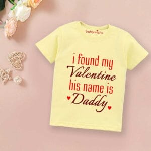Valentine Day T-shirt for Kids Unisex Valentine Topwear Outfit Printed Half Sleeve Tshirt Dress for Boy n Girl "I Found my Valentine"