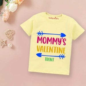 Valentine Day T-shirt for Kids Unisex Valentine Topwear Outfit Printed Half Sleeve Tshirt Dress for Boy n Girl "Mummy's Valentine Trent"