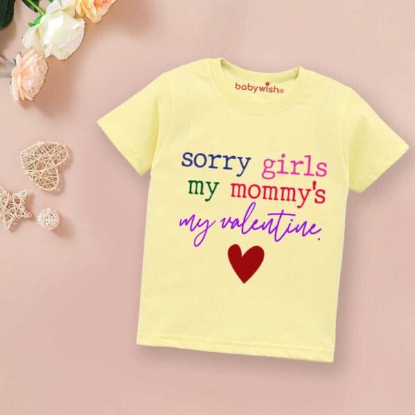 Valentine Day T-shirt for Kids Unisex Valentine Topwear Outfit Printed Half Sleeve Tshirt Dress for Boy n Girl "Sorry Girls on Valentine" - Image 3