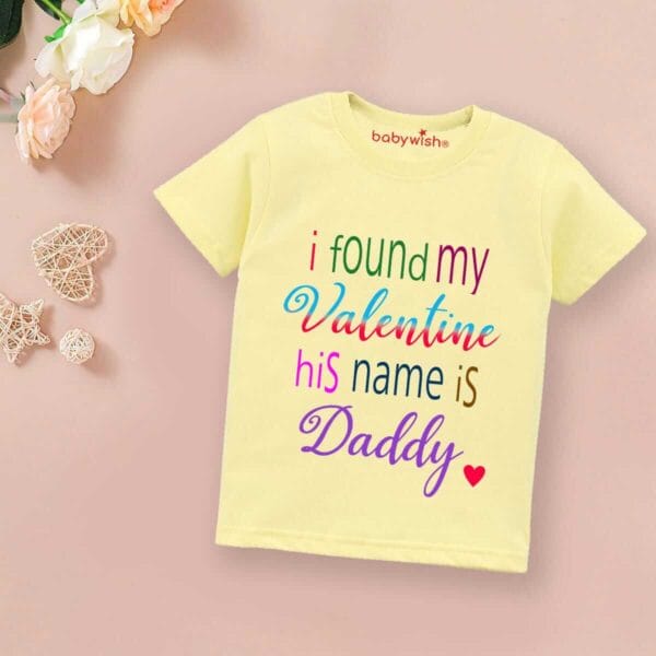 Valentine Day T-shirt for Kids Unisex Valentine Topwear Outfit Printed Half Sleeve Tshirt Dress for Boy n Girl "My Parents is my Valentine" - Image 3