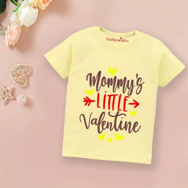 Valentine Day T-shirt for Kids Unisex Valentine Topwear Outfit Printed Half Sleeve Tshirt Dress for Boy n Girl "Mummy's Valentine" - Image 2