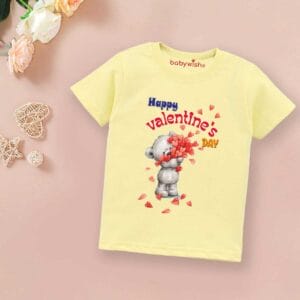 Valentine Day T-shirt for Kids Unisex Valentine Topwear Outfit Printed Half Sleeve Tshirt Dress for Boy n Girl "Valentine Day Red Heart"