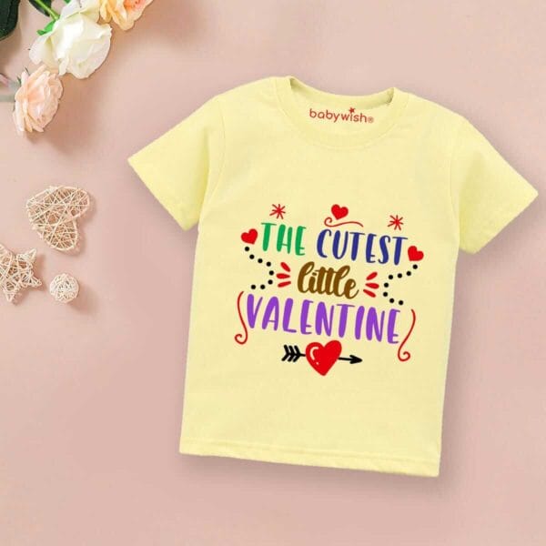Valentine Day T-shirt for Kids Unisex Valentine Topwear Outfit Printed Half Sleeve Tshirt Dress for Boy n Girl "Cutest Heart on Valentine" - Image 3