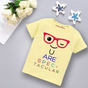 Printable Family T-shirt for Kids Clothes Unisex Newborn Topwear Outfit Cotton Tshirt Half Sleeve Round Neck Dress for Boy n Girl "You are Spectacular"