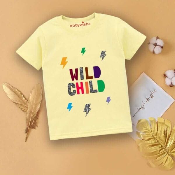 Printable Family T-shirt for Kids Clothes Unisex Newborn Topwear Outfit Cotton Tshirt Half Sleeve Round Neck Dress for Boy n Girl "Wild Child Print" - Image 2