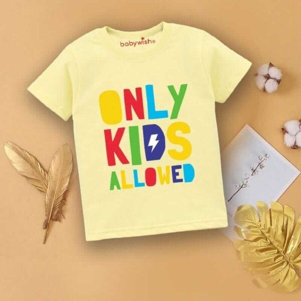 Printable Family T-shirt for Kids Clothes Unisex Newborn Topwear Outfit Cotton Tshirt Half Sleeve Round Neck Dress for Boy n Girl "Only Kids Allowed" - Image 2