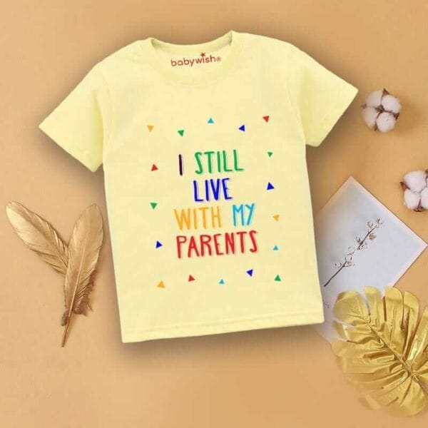 Printable Family T-shirt for Kids Clothes Unisex Newborn Topwear Outfit Cotton Tshirt Half Sleeve Round Neck Dress for Boy n Girl "I Live With Parents" - Image 3