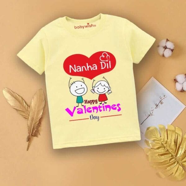 Valentine Day T-shirt for Kids Unisex Valentine Topwear Outfit Printed Half Sleeve Tshirt Dress for Boy n Girl "Nana's Dil on Valentine" - Image 2