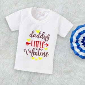 Valentine Day T-shirt for Kids Unisex Valentine Topwear Outfit Printed Half Sleeve Tshirt Dress for Boy n Girl "Daddy's Little Valentine"