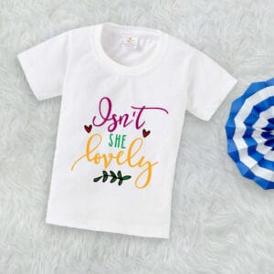 Valentine Day T-shirt for Kids Unisex Valentine Topwear Outfit Printed Half Sleeve Tshirt Dress for Boy n Girl "Isn't she lovely"