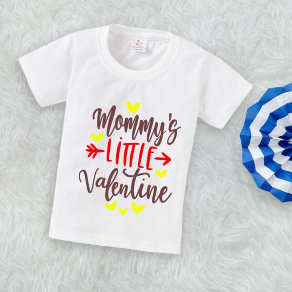 Valentine Day T-shirt for Kids Unisex Valentine Topwear Outfit Printed Half Sleeve Tshirt Dress for Boy n Girl "Mummy's Valentine" - Image 3