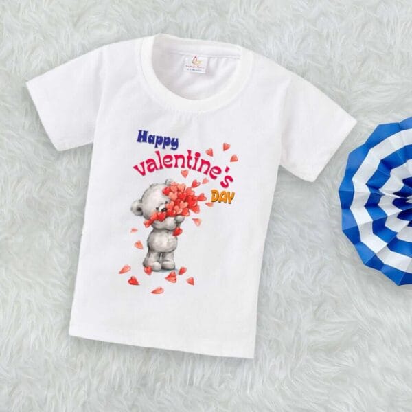 Valentine Day T-shirt for Kids Unisex Valentine Topwear Outfit Printed Half Sleeve Tshirt Dress for Boy n Girl "Valentine Day Red Heart" - Image 3