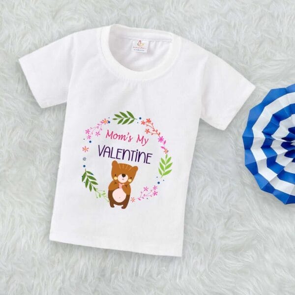 Valentine Day T-shirt for Kids Unisex Valentine Topwear Outfit Printed Half Sleeve Tshirt Dress for Boy n Girl "Mom's Valentine"