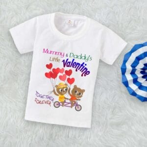 Valentine Day T-shirt for Kids Unisex Valentine Topwear Outfit Printed Half Sleeve Tshirt Dress for Boy n Girl "Parents Little Valentine"