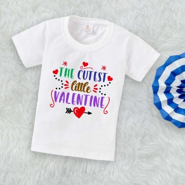 Valentine Day T-shirt for Kids Unisex Valentine Topwear Outfit Printed Half Sleeve Tshirt Dress for Boy n Girl "Cutest Heart on Valentine"