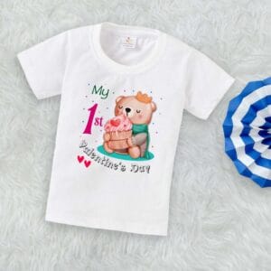 Valentine Day T-shirt for Kids Unisex Valentine Topwear Outfit Printed Half Sleeve Tshirt Dress for Boy n Girl "Teddy Bear Valentine Print"
