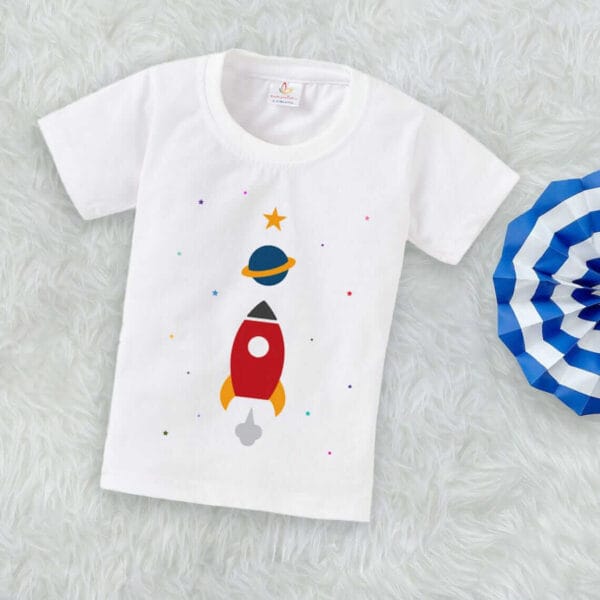 Printable Family T-shirt for Kids Clothes Unisex Newborn Topwear Outfit Cotton Tshirt Half Sleeve Round Neck Dress for Boy n Girl "Universe Print" - Image 3