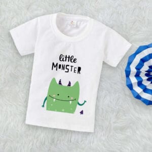Printable Family T-shirt for Kids Clothes Unisex Newborn Topwear Outfit Cotton Tshirt Half Sleeve Round Neck Dress for Boy n Girl "Little Monster Print"