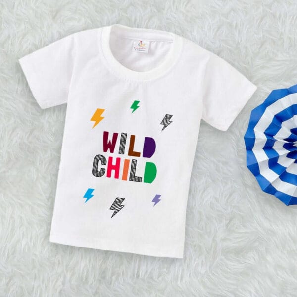 Printable Family T-shirt for Kids Clothes Unisex Newborn Topwear Outfit Cotton Tshirt Half Sleeve Round Neck Dress for Boy n Girl "Wild Child Print" - Image 3
