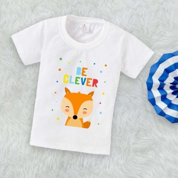 Printable Family T-shirt for Kids Clothes Unisex Newborn Topwear Outfit Cotton Tshirt Half Sleeve Round Neck Dress for Boy n Girl "Be Clever Deer Print" - Image 2