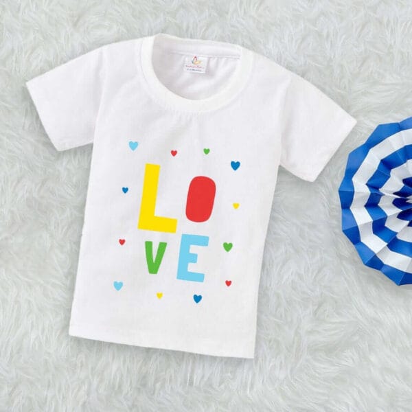 Printable Family T-shirt for Kids Clothes Unisex Newborn Topwear Outfit Cotton Tshirt Half Sleeve Round Neck Dress for Boy n Girl "Love Heart Print" - Image 3