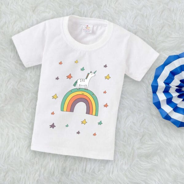 Printable Family T-shirt for Kids Clothes Unisex Newborn Topwear Outfit Cotton Tshirt Half Sleeve Round Neck Dress for Boy n Girl "Unicorn Print" - Image 3