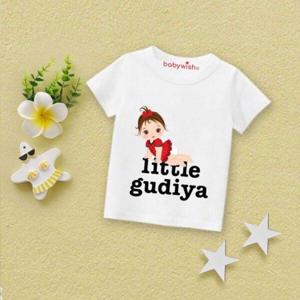 Printable Family T-shirt for Kids Clothes Unisex Newborn Topwear Outfit Cotton Tshirt Half Sleeve Round Neck Dress for Boy n Girl "Little Gudiya" - Image 3