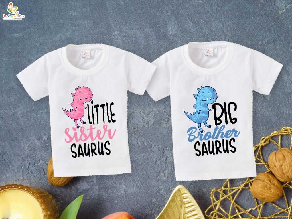Rakshabandhan Special Combo White T-Shirts Sets for Brother and Sister Combo Pack of 2