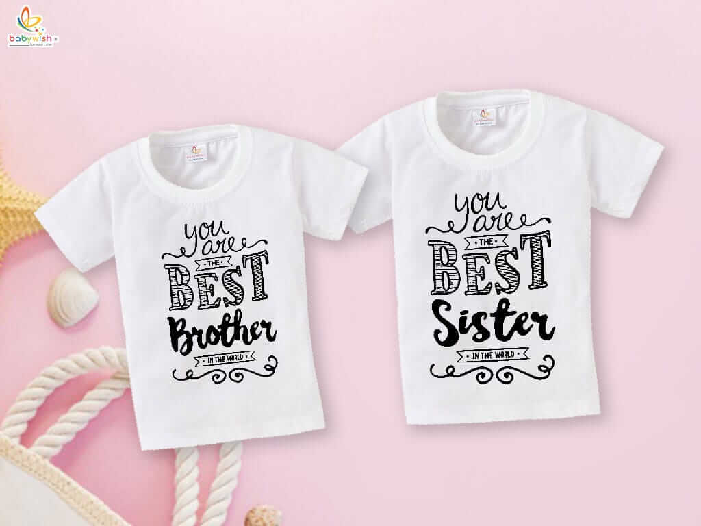 Rakshabandhan Special Combo White T-Shirts Sets for Brother and Sister Combo Pack of 2