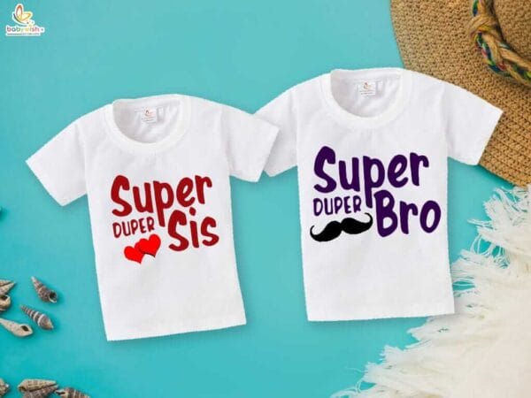 Rakshabandhan Special Combo White T-Shirts Sets for Brother and Sister Combo Pack of 2