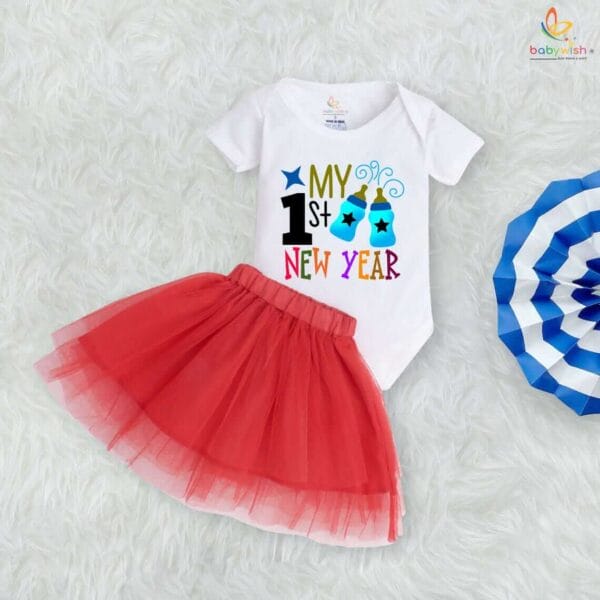 Newborn girls tutu skirt romper New Year print onesies bodysuits for baby 0 to 12 months - Image 3