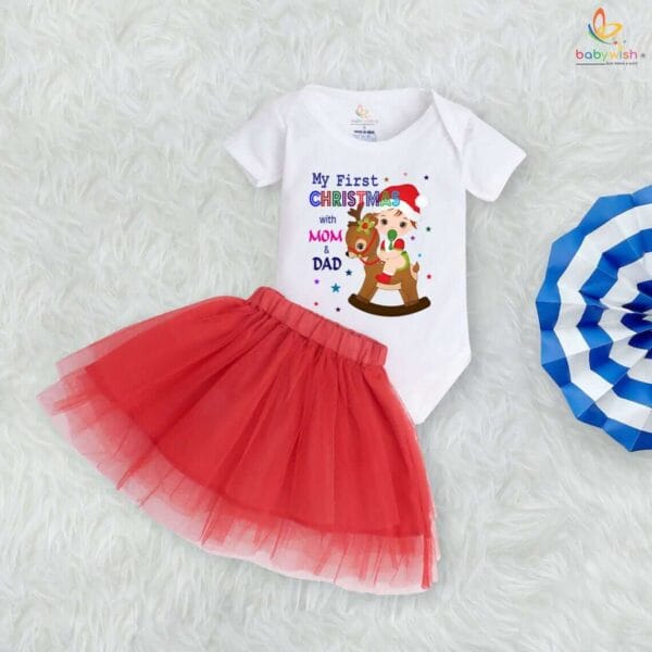 Newborn girls tutu skirt romper Christmas print onesies bodysuits for baby 0 to 12 months - Image 3